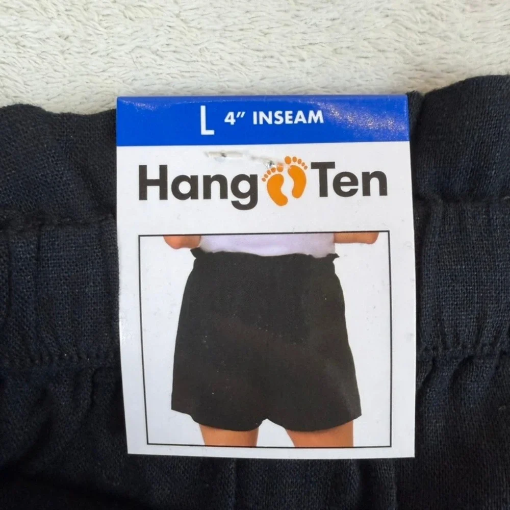 Hang Ten Women Linen Blend Paperbag Waist Shorts Set of 2 Black Green Large